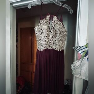 Whimsigoth Prom Burgundy and Gold My Michelle Dress
